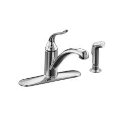 Kohler K-15072-P-CP Polished Chrome Coralais Decorator Kitchen Sink Faucet With Escutcheon, Matching Finish Sidespray And Lever