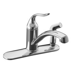 Kohler K-15073-P-CP Polished Chrome Coralais Decorator Kitchen Sink Faucet With Escutcheon, Matching Finish Sidespray Through Es
