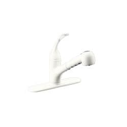 Kohler K-15160-L-0 White Coralais Single-Control Pullout Spray Kitchen Sink Faucet With Color-Matched Sprayhead And Loop Handle
