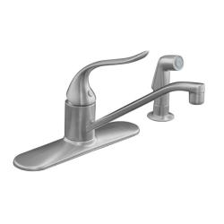 Kohler K-15172-F-G Brushed Chrome Coralais Single-Control Kitchen Sink Faucet With 8-1/2" Spout, Color-Matched Sprayhead And Lev