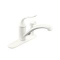 Kohler K-15073-P-0 White Coralais Decorator Kitchen Sink Faucet With Escutcheon, Matching Finish Sidespray Through Escutcheon An