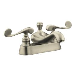 Kohler K-16100-4-BN Vibrant Brushed Nickel Revival Centerset Lavatory Faucet With Scroll Lever Handles