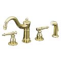 Kohler K-158-4-PB Vibrant Polished Brass Antique Kitchen Sink Faucet With ...