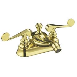 Kohler K-16131-4-PB Vibrant Polished Brass Revival Centerset Bidet Faucet With Scroll Lever Handles