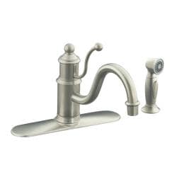 Kohler K-171-BN Vibrant Brushed Nickel Antique Single-Control Kitchen Sink Faucet With Escutcheon And Sidespray