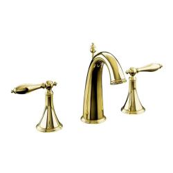 Kohler K-310-4M-PB Vibrant Polished Brass Finial Traditional Widespread Lavatory Faucet With Lever Handles