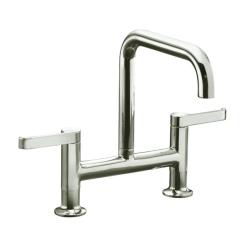 Kohler K-6125-4-SN Vibrant Polished Nickel Torq Deck-Mount Bridge Kitchen Faucet