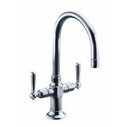 Kohler K-7342-4-S Polished Stainless Hirise Stainless Two Handle Bar Sink Faucet