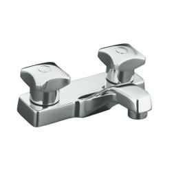Kohler K-7404-2A-CP Polished Chrome Triton Centerset Lavatory Faucet With Standard Handles, Less Drain And Lift Rod