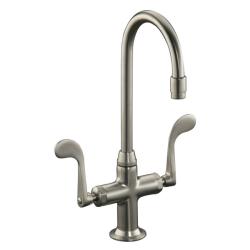 Kohler K-8761-BN Vibrant Brushed Nickel Essex Entertainment Sink Faucet With Wristblade Handles