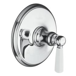 Kohler K-T10593-4P-CP Polished Chrome Bancroft Thermostatic Trim With White Ceramic Lever Handle, Valve Not Included