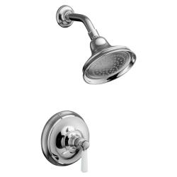 Kohler K-T10583-4P-CP Polished Chrome Bancroft Rite-Temp Pressure-Balancing Shower Faucet Trim With White Ceramic Lever Handle,