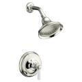 Kohler K-T10583-4P-SN Vibrant Polished Nickel Bancroft Rite-Temp Pressure-Balancing Shower Faucet Trim With White Ceramic Lever