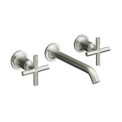 Kohler K-T14413-3-BN Vibrant Brushed Nickel Purist Two-Handle Wall-Mount Lavatory Faucet Trim With 6-1/4" Spout And Cross Handle