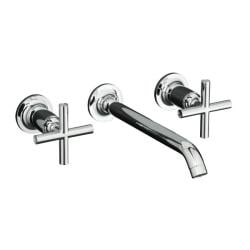 Kohler K-T14415-3-CP Polished Chrome Purist Two-Handle Wall-Mount Lavatory Faucet Trim With 8-1/4" Spout And Cross Handles, Less