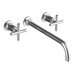 Kohler K-T14416-3-CP Polished Chrome Purist Two-Handle Wall-Mount Lavatory Faucet Trim With 12", 90-Degree Angle Spout And Cross