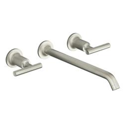 Kohler K-T14417-4-BN Vibrant Brushed Nickel Purist Two-Handle Wall-Mount Lavatory Faucet Trim With 10-1/4" Spout And Lever Handl