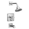 Kohler K-T13133-3B-CP Polished Chrome Pinstripe Rite-Temp Pressure-Balancing Bath And Shower Faucet Trim With Cross Handle, Valv