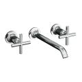 Kohler K-T14415-3-CP Polished Chrome Purist Two-Handle Wall-Mount Lavatory Faucet Trim With 8-1/4" Spout And Cross Handles, Less
