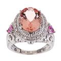 14k White Gold Morganite, Pink Sapphire and 1/5ct TDW Diamond Ring (I-J, I1-I2)