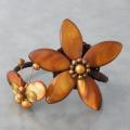 Cotton Golden Brown Shell and Pearl Flower/ Butterfly Cuff (3-12 mm) (Thailand)