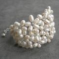 Classy White Pearl and Crystal Flower Bracelet (5-11 mm) (Thailand)