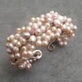 Refined Pink Pearl and Crystal Flower Cuff (6-12 mm) (Thailand)