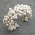 Lovely Flower Round White Pearl Cuff Bracelet (6-8 mm) (Thailand)