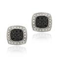Sterling Silver 1/5ct TDW Black Diamond Square Earrings