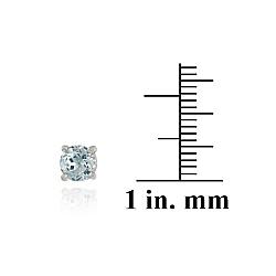 Icz Stonez Sterling Silver Aquamarine Stud Earrings