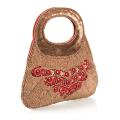 Hand-embroidered Fabric Red and Gold Handbag (India)