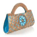 Hand-embroidered Turquoise and Gold Handbag (India)