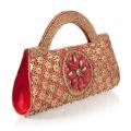 Hand-embroidered Red and Gold Handbag (India)