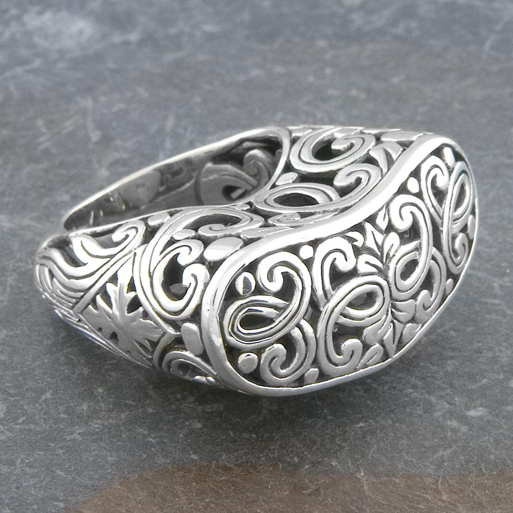 Sterling Silver Ornamented Cawi Bold Ring (Indonesia)