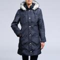 Nuage Women's Down Faux Fur Trim Hooded Quilted Coat