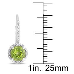 Sterling Silver Peridot and Diamond Accent Earrings 