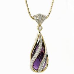 14k Yellow Gold Amethyst and 3/5ct TDW Diamond Necklace (H-I, I2)