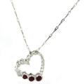 14k White Gold Ruby and 1/6ct TDW Diamond Heart Necklace (H-I, I2)
