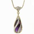 14k Yellow Gold Amethyst and 3/5ct TDW Diamond Necklace (H-I, I2)