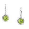 Sterling Silver Peridot and Diamond Accent Earrings