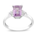 10k White Gold Amethyst and Diamond Accent Ring