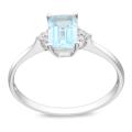 10k White Gold Blue Topaz Diamond Accent Ring