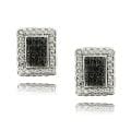 Sterling Silver Black Diamond Accent Rectangle Earrings