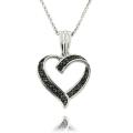 Sterling Silver Black Diamond Accent Heart Necklace