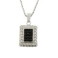 Sterling Silver Black Diamond Accent Rectangle Necklace
