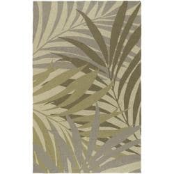Hand-hooked Bliss Dark Sage Indoor/Outdoor Floral Rug (3' x 5')