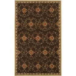 Hand-hooked Bliss Chocolate/ Brown Floral Rug (9' x 12')