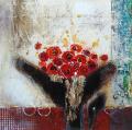 'Abstract Red Roses' Gallery-wrapped Hand-painted Canvas Art