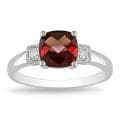 10k White Gold Diamond and Garnet Ring