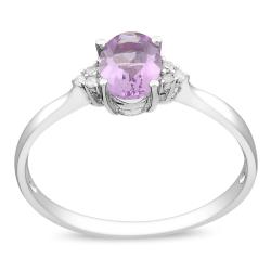 10k White Gold Amethyst and Diamond Accent Ring (G-H, I2-I3)